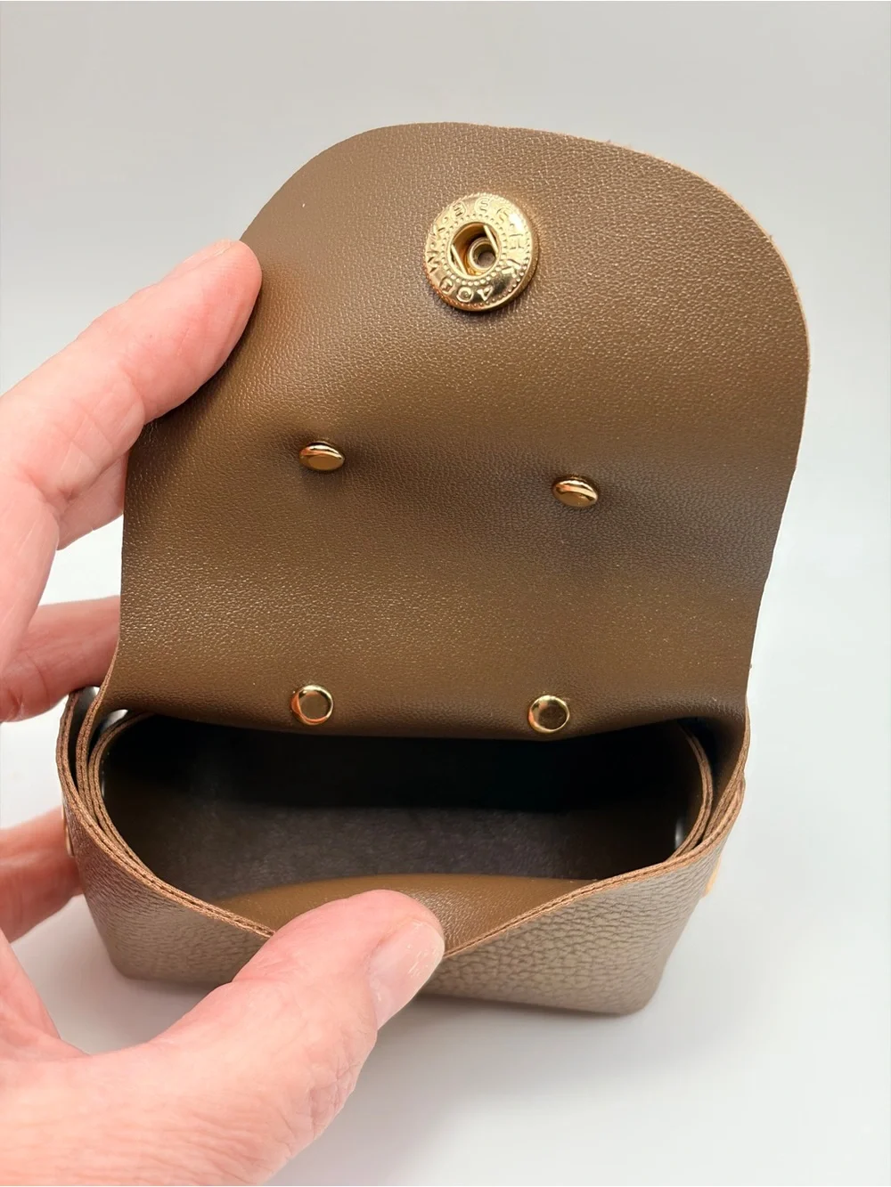 Mini Textured Metallic Brown Bag Charm Keychain